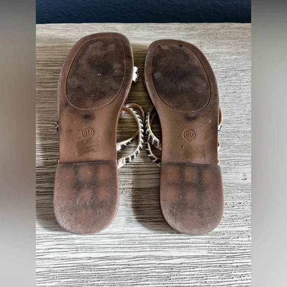 Haute Hippie Strappy Sandals with Beaded Design - Black and White - Picture 5 of 5